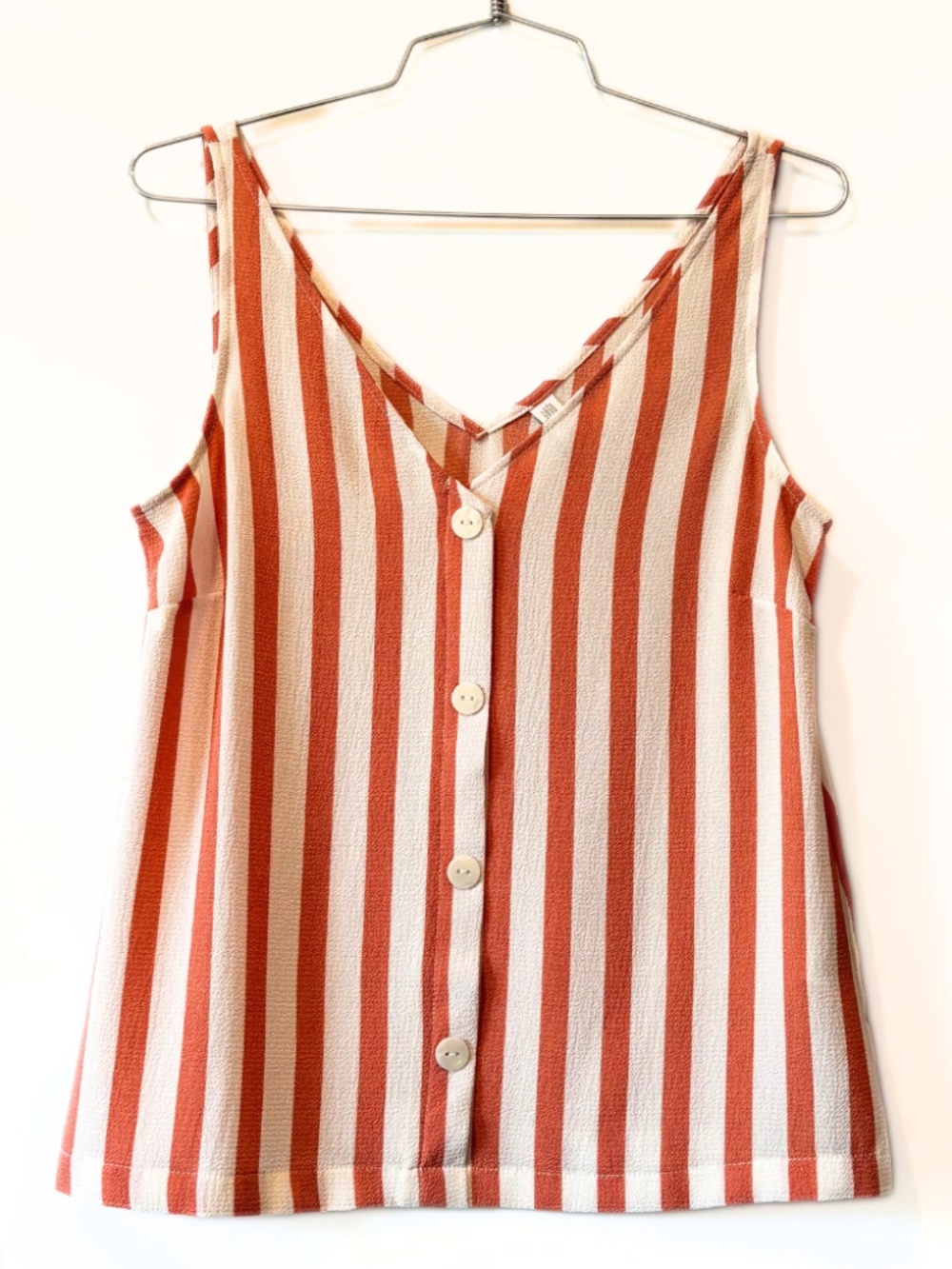 ONLY Rust & Ivory Striped Button Front Tank Top Size XS (34)
